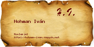 Hohman Iván névjegykártya