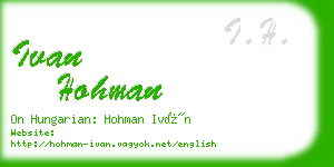 ivan hohman business card